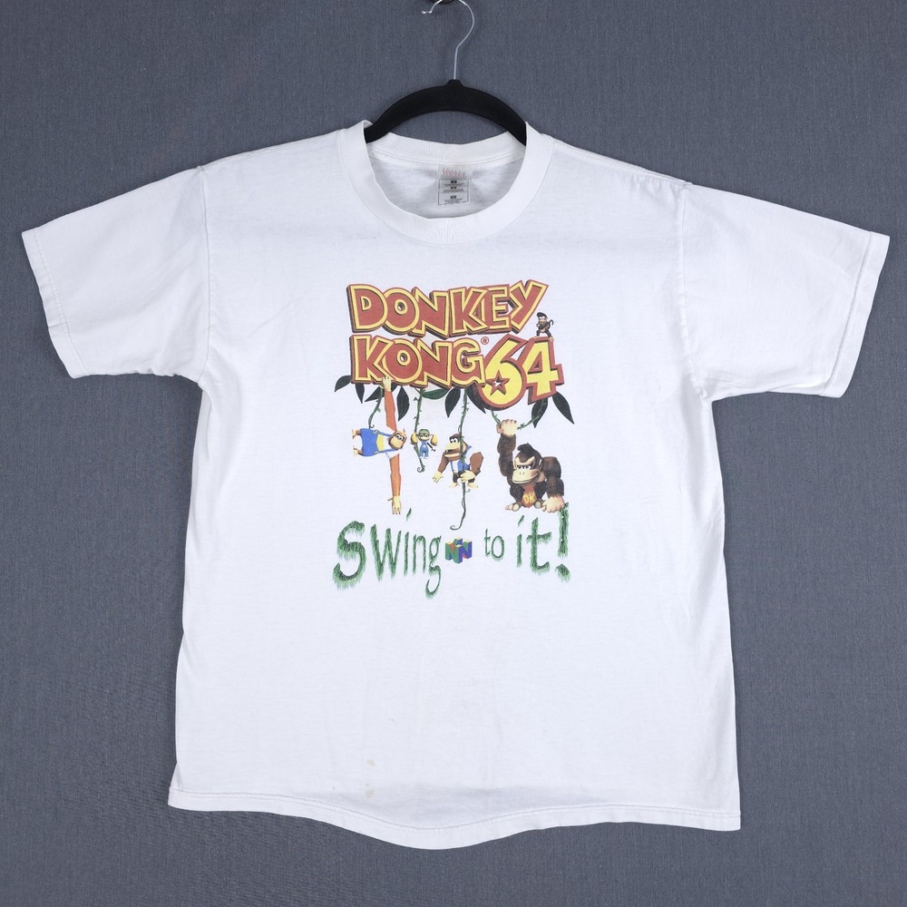 Vintage Nintendo Donkey Kong 64 Promo Shirt Size Large White Swing‎ N To It N64
